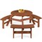 Best Choice Products 6-Person Circular Outdoor Wooden Picnic Table w/ 3 Built-In Benches, Umbrella Hole